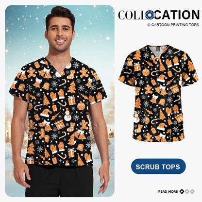 Unisex Printed Scrub Top – Soft, Breathable & Professional Workwear
