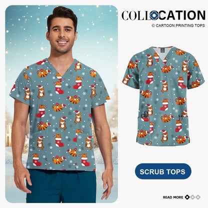 Unisex Printed Scrub Top – Soft, Breathable & Professional Workwear