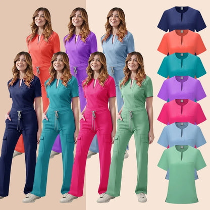 Women’s Medical Scrub Set – 2-Piece Top & Pants with Pockets for Nurses & Clinic Staff