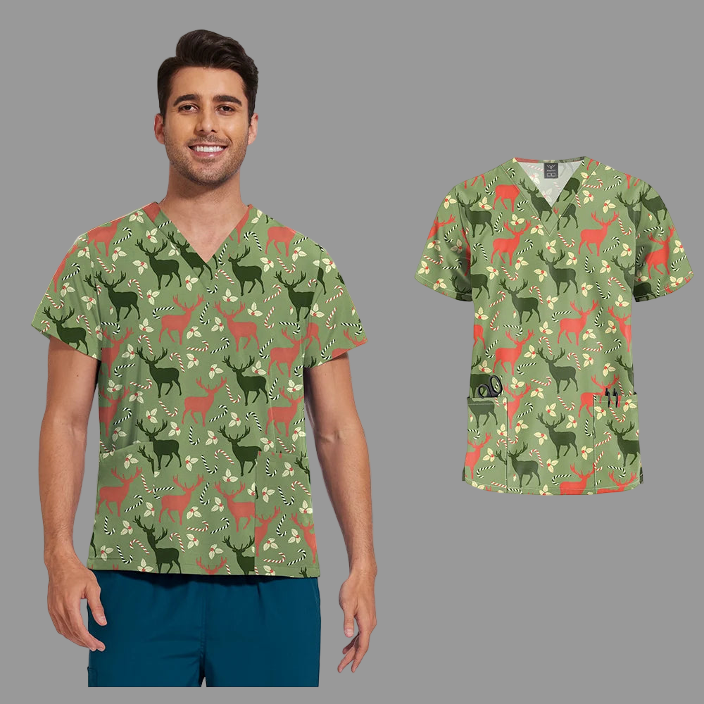 Unisex Printed Scrub Top – Soft, Breathable & Professional Workwear