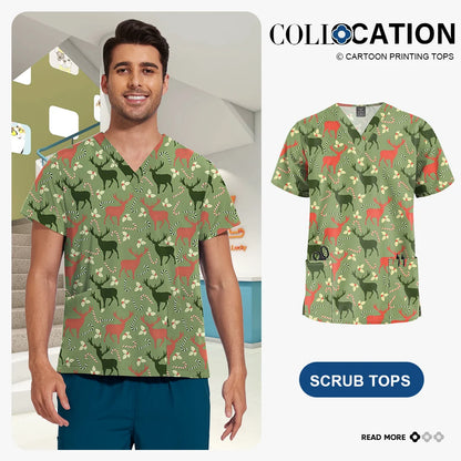 Unisex Printed Scrub Top – Soft, Breathable & Professional Workwear
