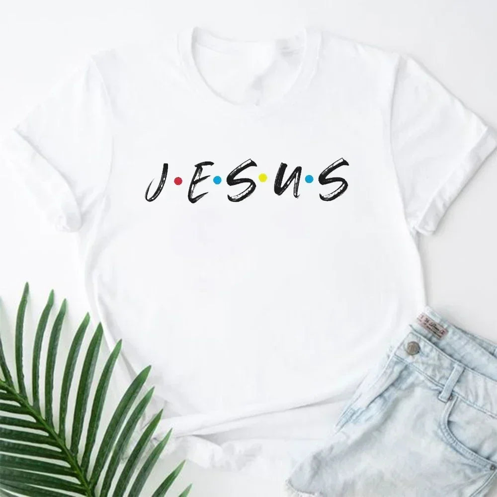 2023 Jesus Is King Letter Print Women T-shirt Christian Faith Hope Love Harajuku T Shirts Religion O-neck Tops Tees Streetwears