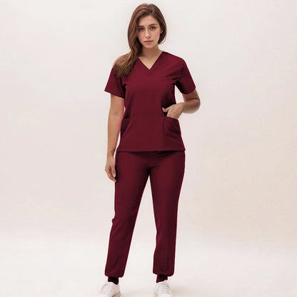2025 Premium V-Neck Jogger Scrub Set – Professional 2-Piece Uniform for Nurses & Medical Staff