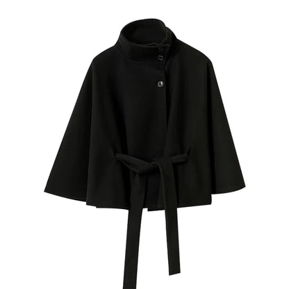 Women's Elegant Belted Shawl Coat