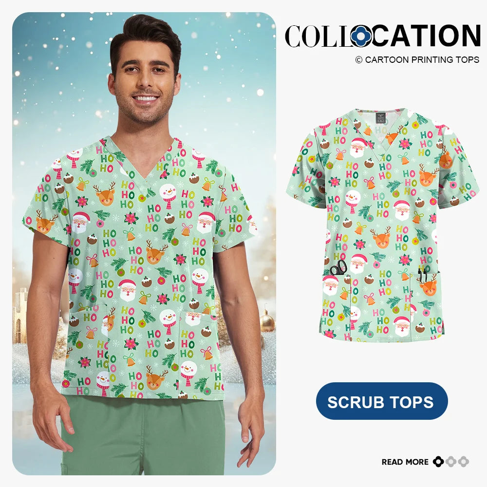 Unisex Printed Scrub Top – Soft, Breathable & Professional Workwear