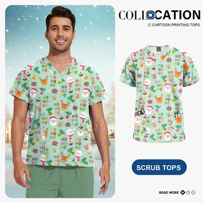 Unisex Printed Scrub Top – Soft, Breathable & Professional Workwear