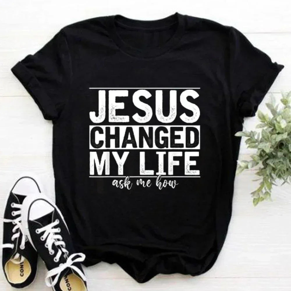 2023 Jesus Is King Letter Print Women T-shirt Christian Faith Hope Love Harajuku T Shirts Religion O-neck Tops Tees Streetwears