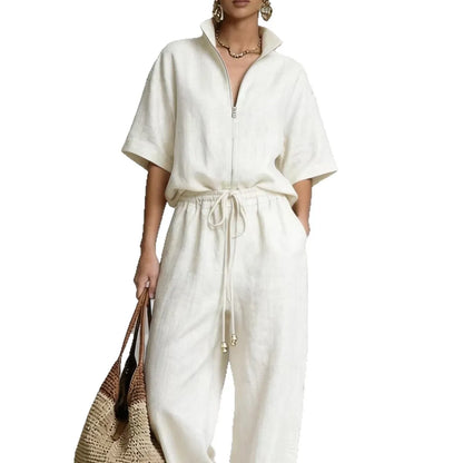Elegant Loose Two Piece Set Women Outfit 2026 Summer Fashion Short Sleeve Blouse Tops And Wide Leg Pants Sets Casual