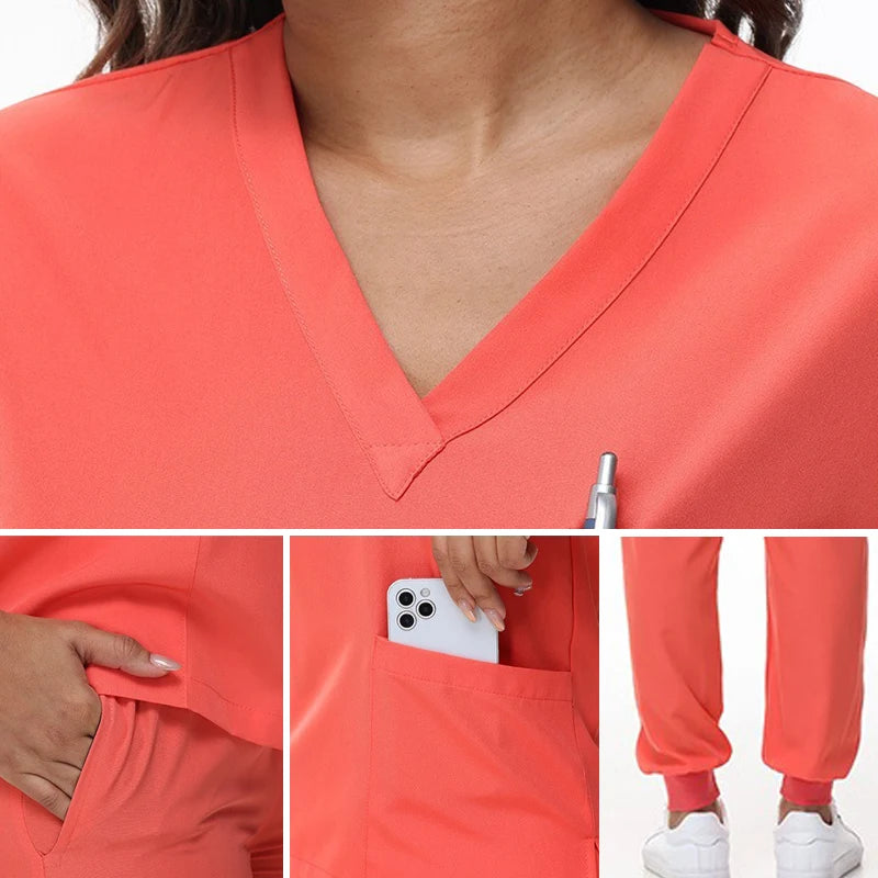 2025 Premium V-Neck Jogger Scrub Set – Professional 2-Piece Uniform for Nurses & Medical Staff