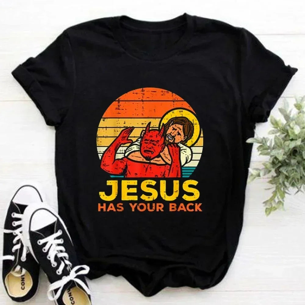 2023 Jesus Is King Letter Print Women T-shirt Christian Faith Hope Love Harajuku T Shirts Religion O-neck Tops Tees Streetwears