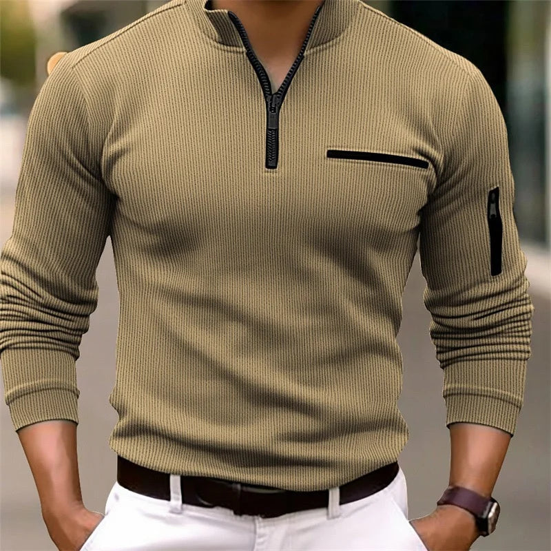🧥 Men’s Casual Polo Top – Everyday Comfort, All-Season Style