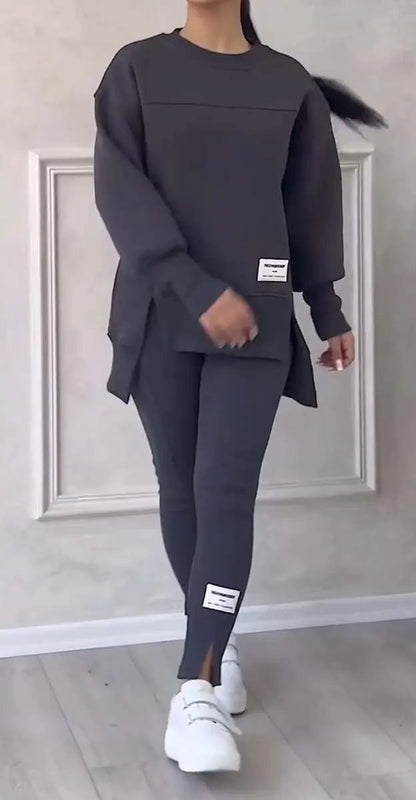 Women’s 2-Piece Lounge Set – Long Sleeve Top & Slim Fit Pants (Fall Casual Outfit)