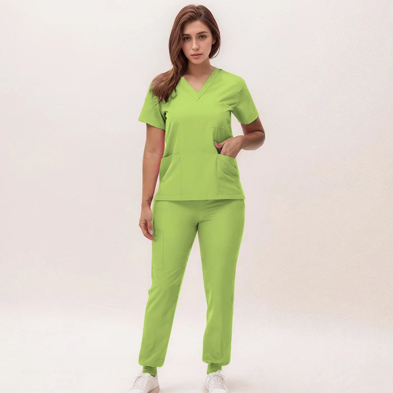 2025 Premium V-Neck Jogger Scrub Set – Professional 2-Piece Uniform for Nurses & Medical Staff