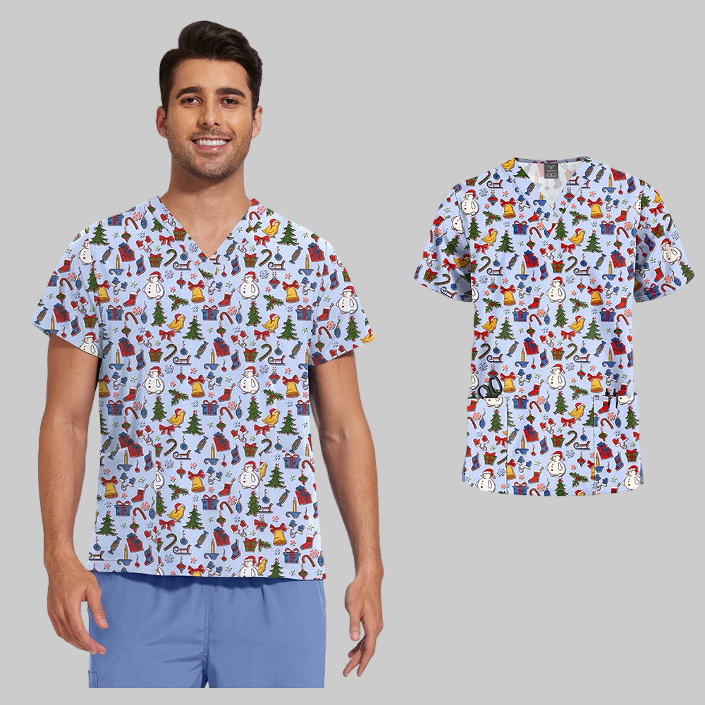 Unisex Printed Scrub Top – Soft, Breathable & Professional Workwear