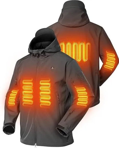 Heated Jacket for Men – Soft Shell USB Heated Winter Coat with Hood