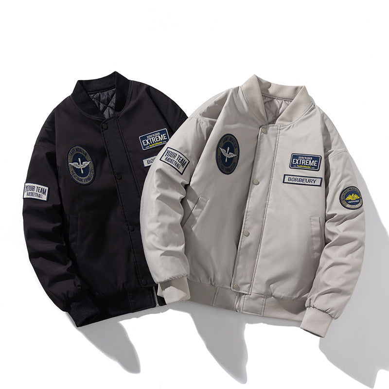 Casual Men Alphabet Embroidery Bomber Jacket Coat Men And Women Couple Thin Fit