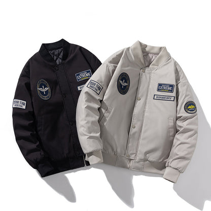 Casual Men Alphabet Embroidery Bomber Jacket Coat Men And Women Couple Thin Fit