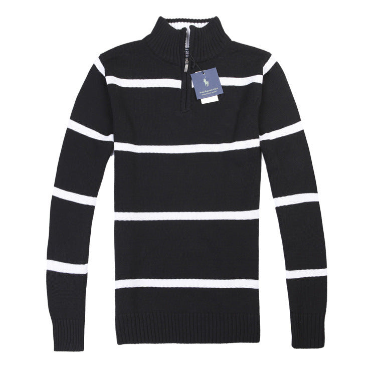 Men’s Slim Fit Striped Knit Sweater – Casual Long-Sleeve Pullover