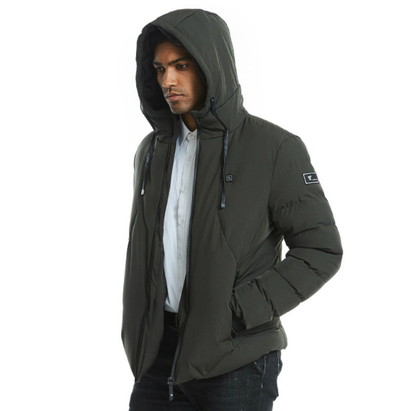 Men’s Heated Winter Jacket – USB Smart Electric Hooded Down Coat