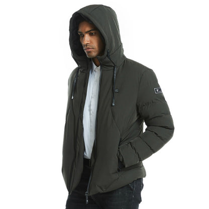 Men’s Heated Winter Jacket – USB Smart Electric Hooded Down Coat