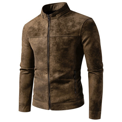 Men's American-style Retro Tie-dyed Leather Jacket